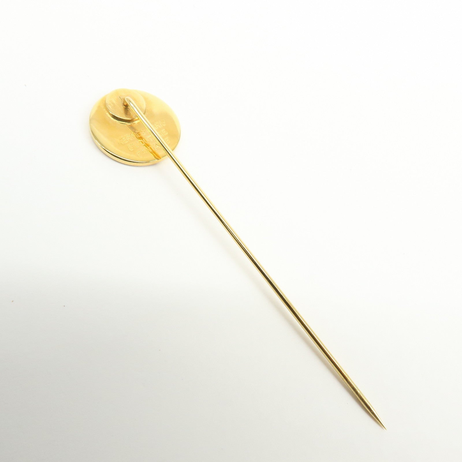 HERMES Set of 2 Sellier Metal Pin Brooch Gold