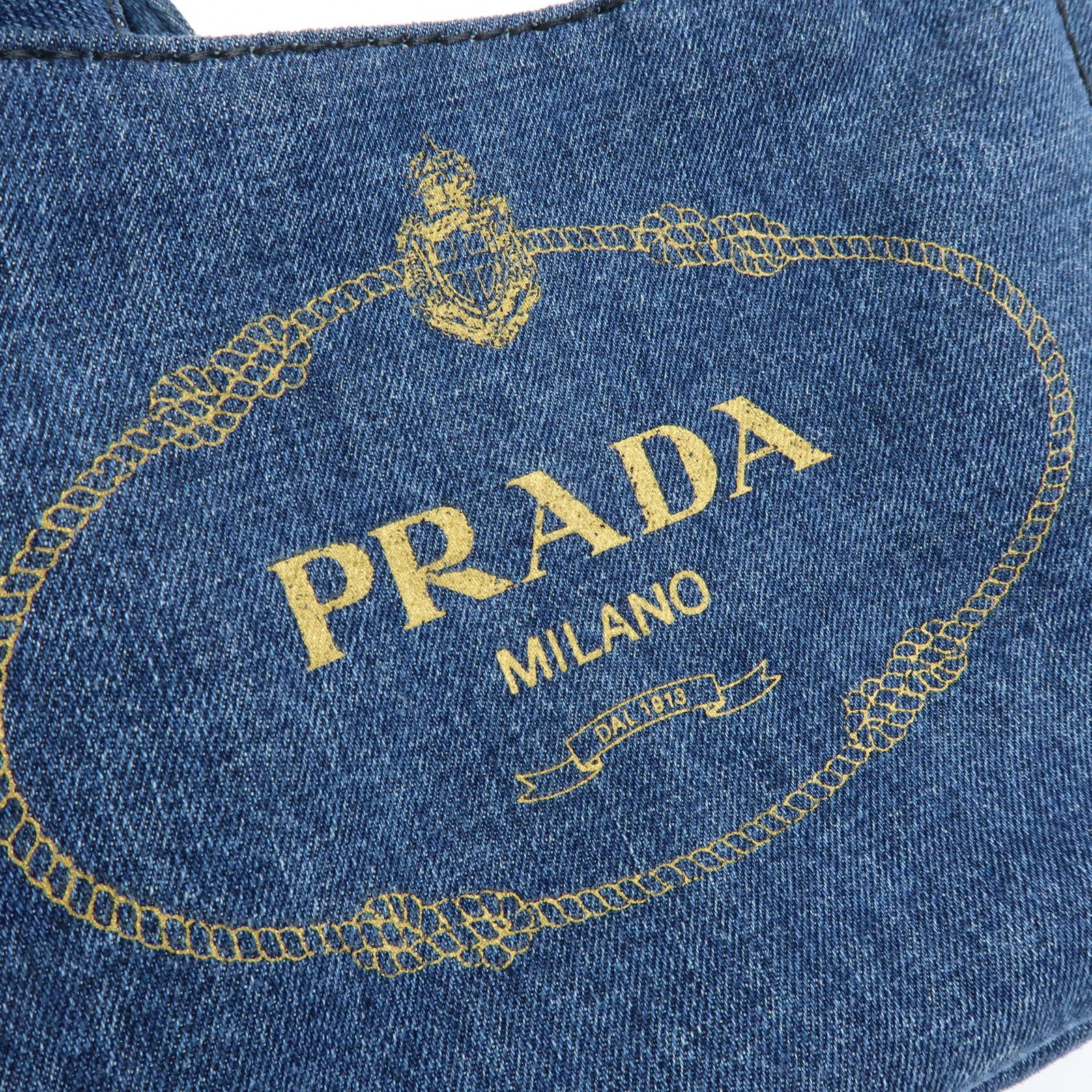 PRADA Triangle Logo Canapa Mini Denim 2Way Bag Hand Bag Blue 1BG439