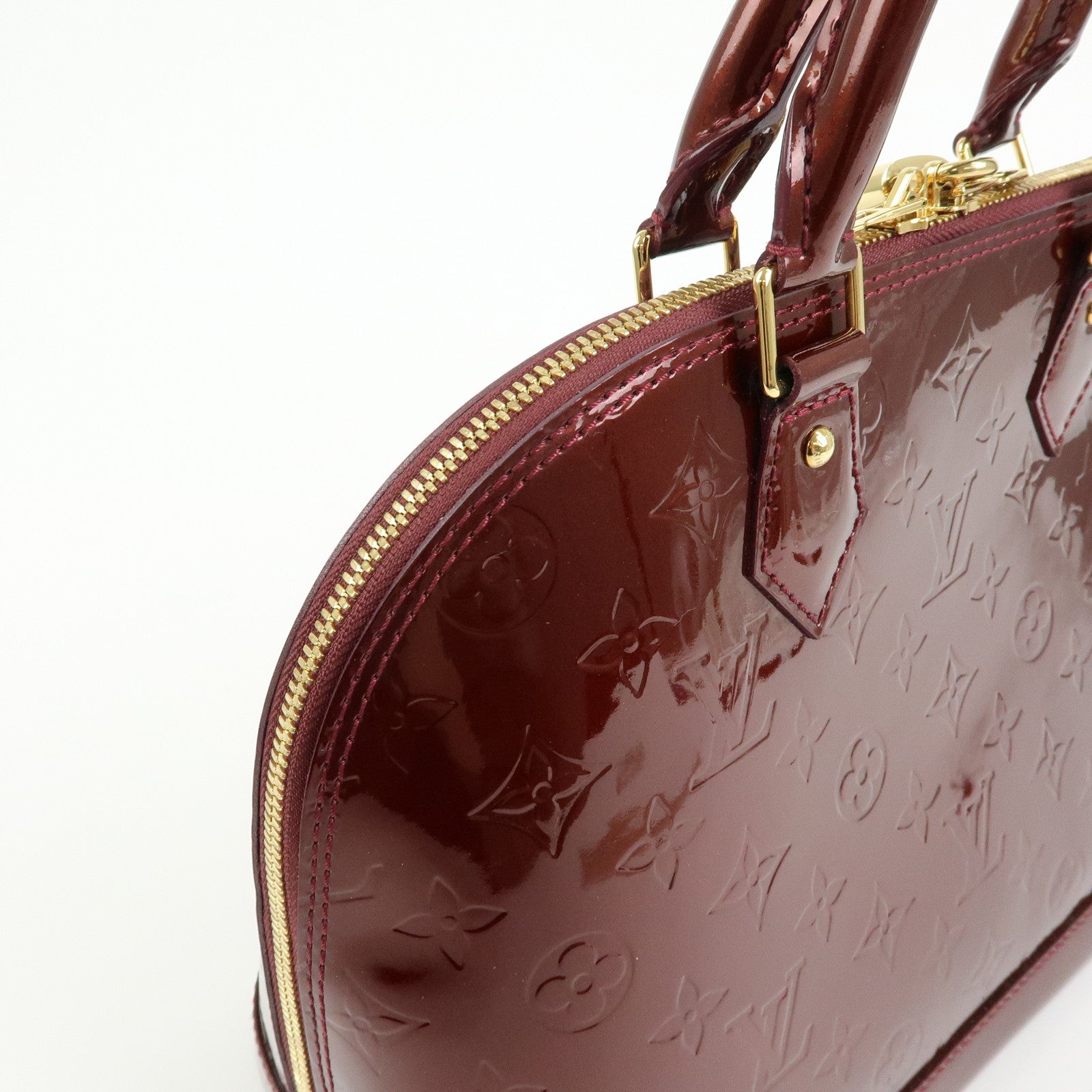 Louis Vuitton Monogram Vernis Alma PM Hand Bag Rouge Fauviste M91691