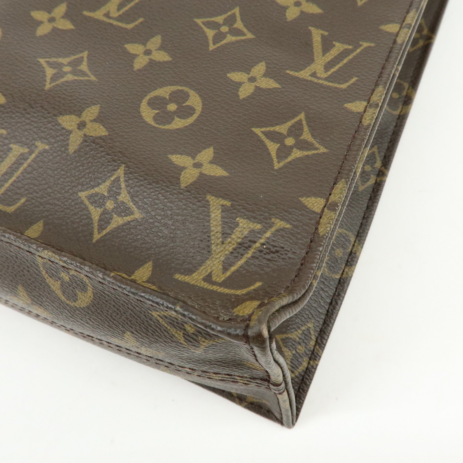 Louis Vuitton Monogram Sac Plat Tote Bag Hand Bag Brown M51140