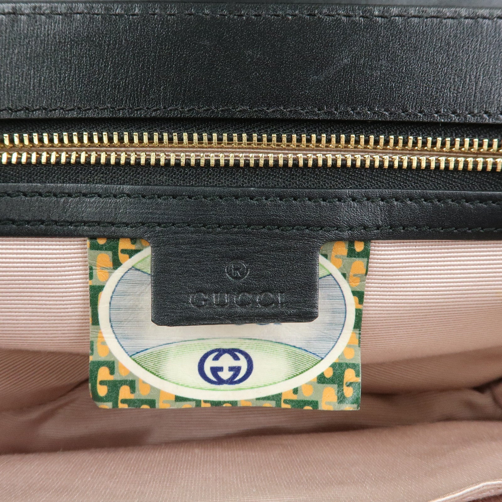 GUCCI Rajah Tiger Head Leather Chain Shoulder Bag Black 537241