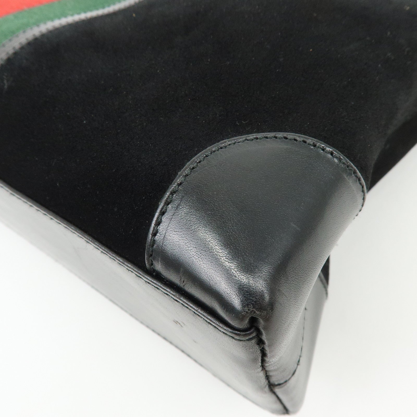 GUCCI Sherry Suede Leather Shoulder Bag Tote Bag Black 33890
