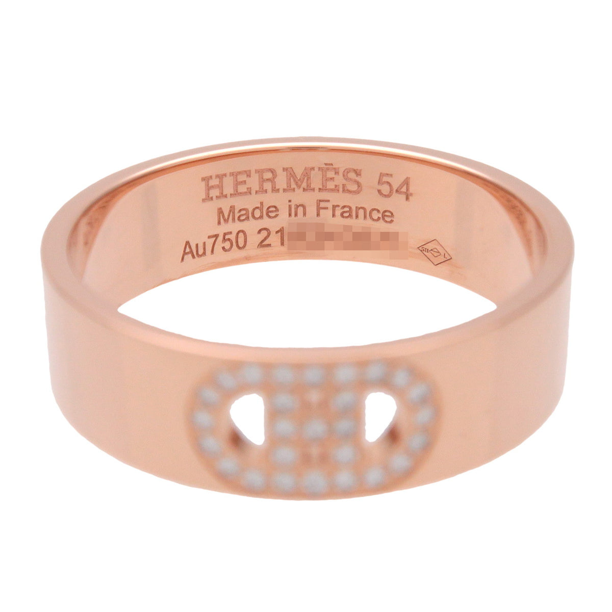 HERMES H Dunkle PM Diamond Ring K18 750PG Rose Gold #54 US7
