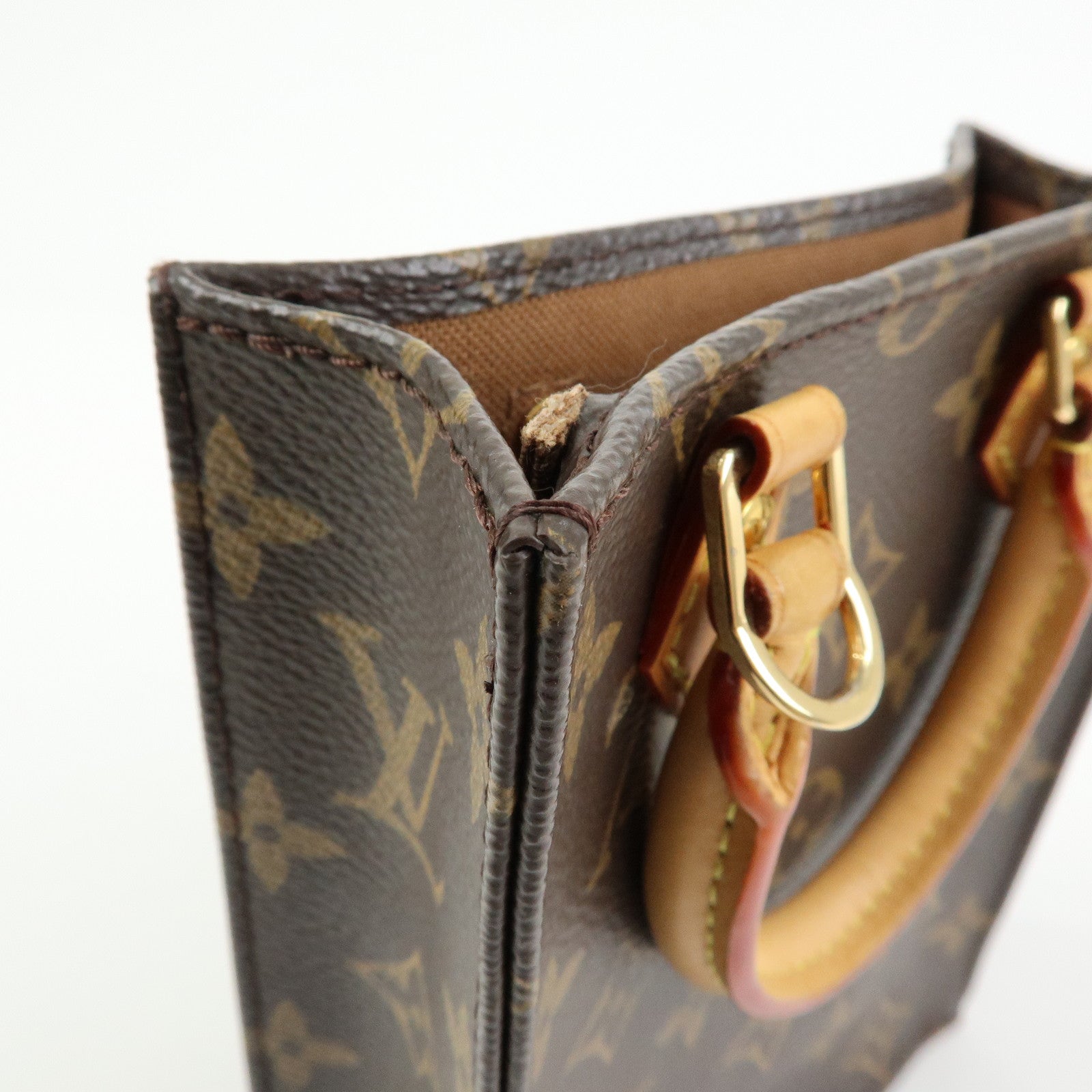 Louis Vuitton Monogram Petit Sac Plat 2Way Shoulder Bag Brown M69442