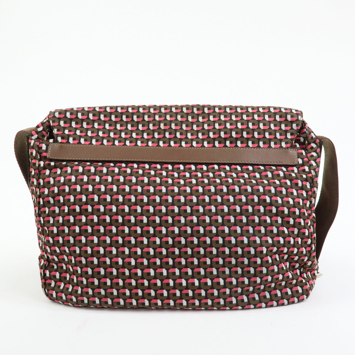 PRADA Triangle Logo Nylon Leather Shoulder Crossbody Bag Brown Pink