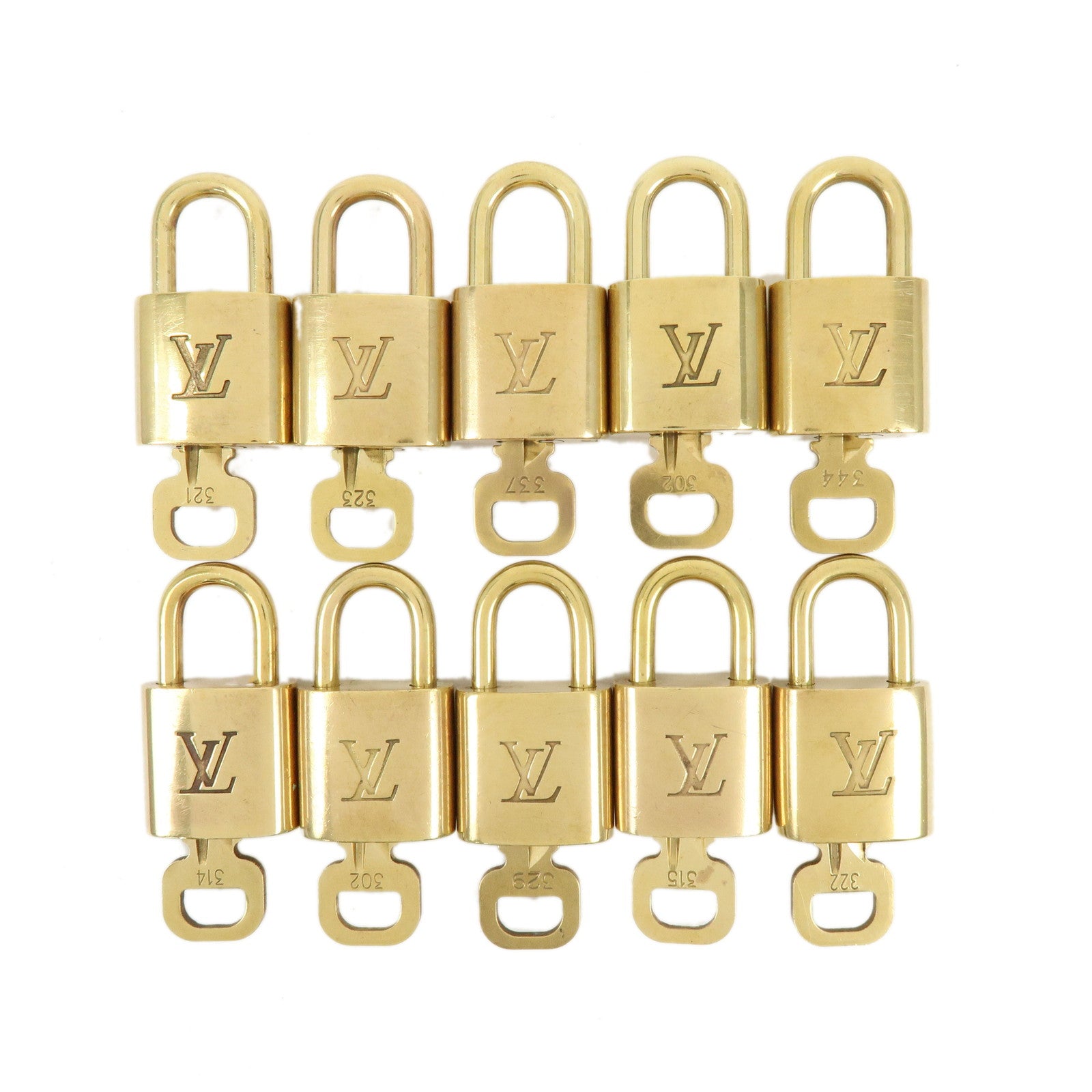 Louis Vuitton Set of 10 Metal Lock & Key Cadena Key Lock Gold