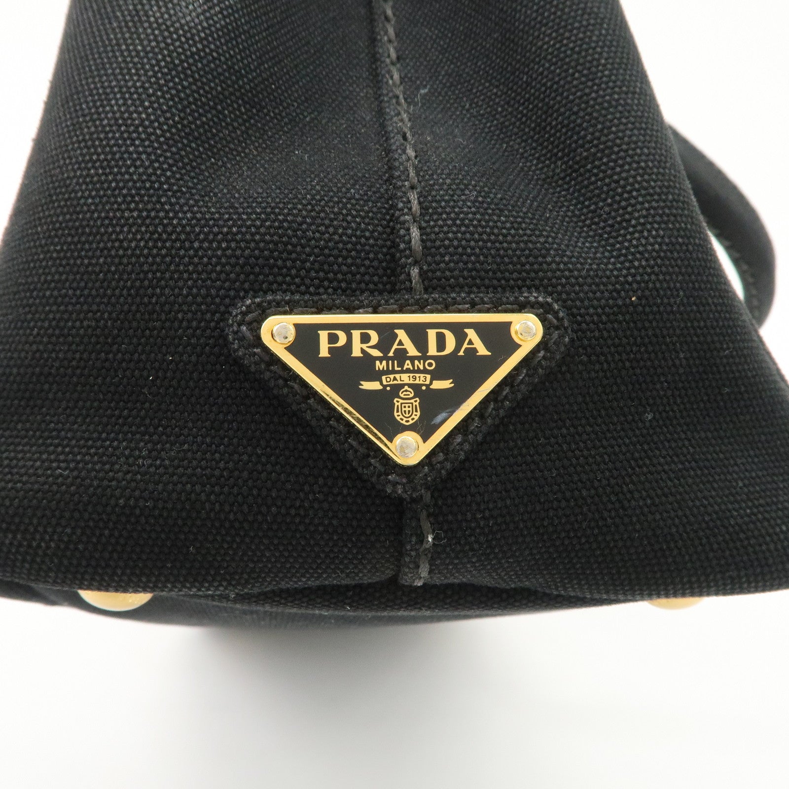 PRADA Logo Canapa Denim 2 Way Tote Bag Hand Bag Black B2642B Used