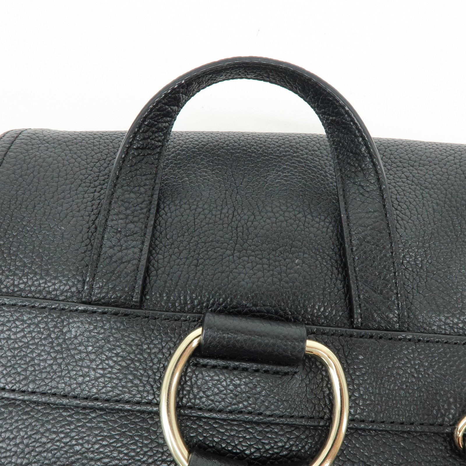 COACH Logo Leather Turn Lock Backpack Rucksack Black
