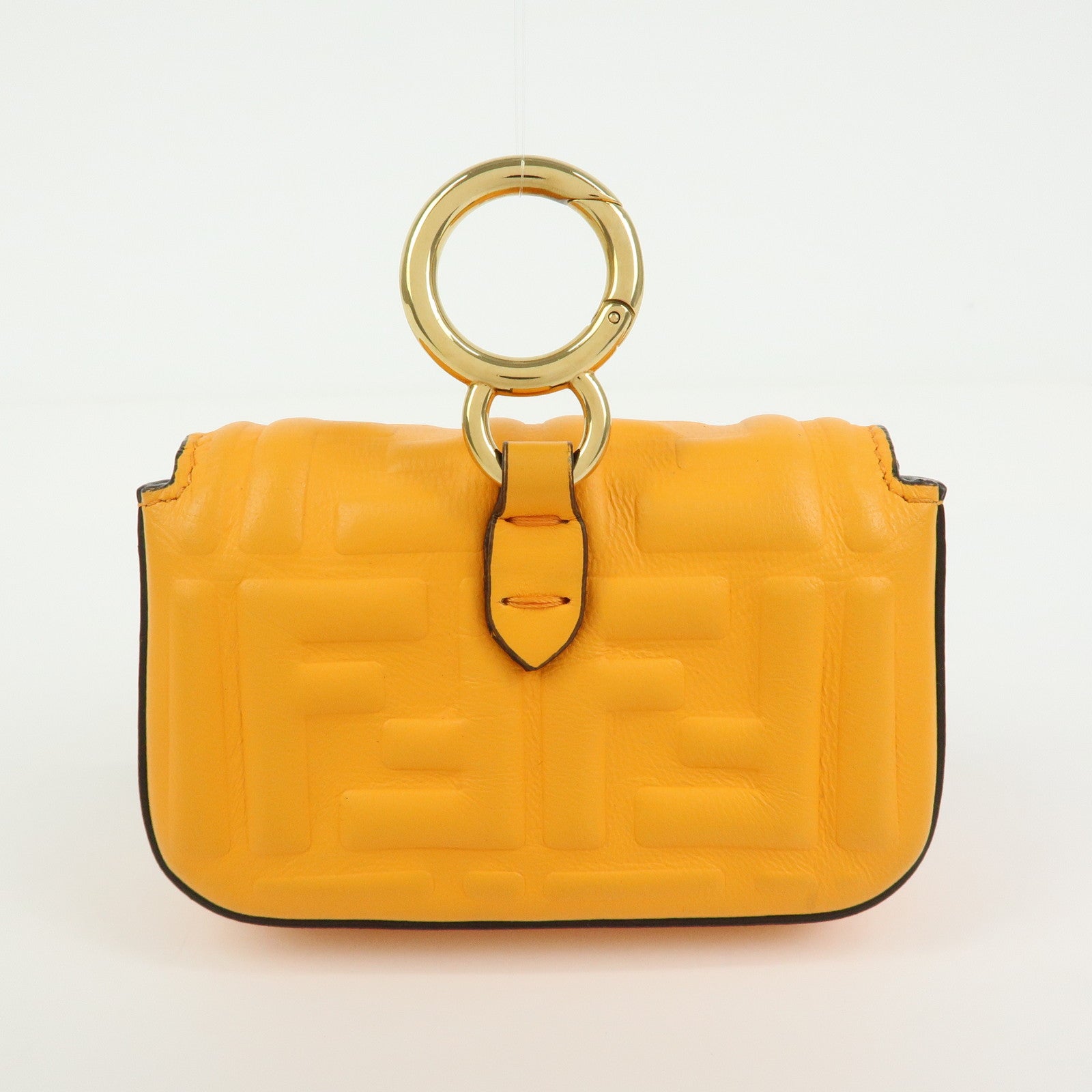 FENDI Nappa Leather Nano Baguette Charm Shoulder Bag Orange 7AR844