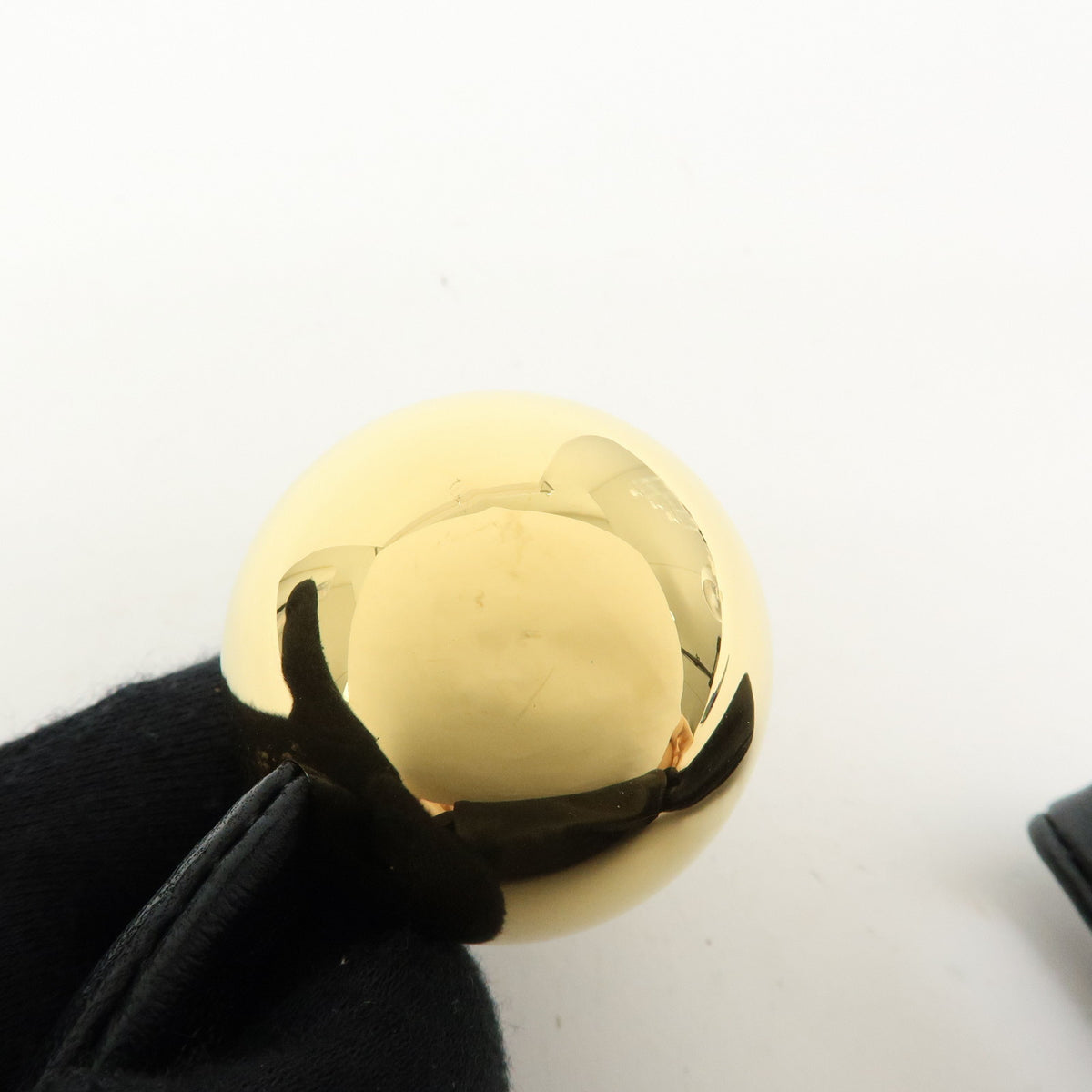 JIL SANDER Leather Sphere Pouch Clutch Hand Bag Black