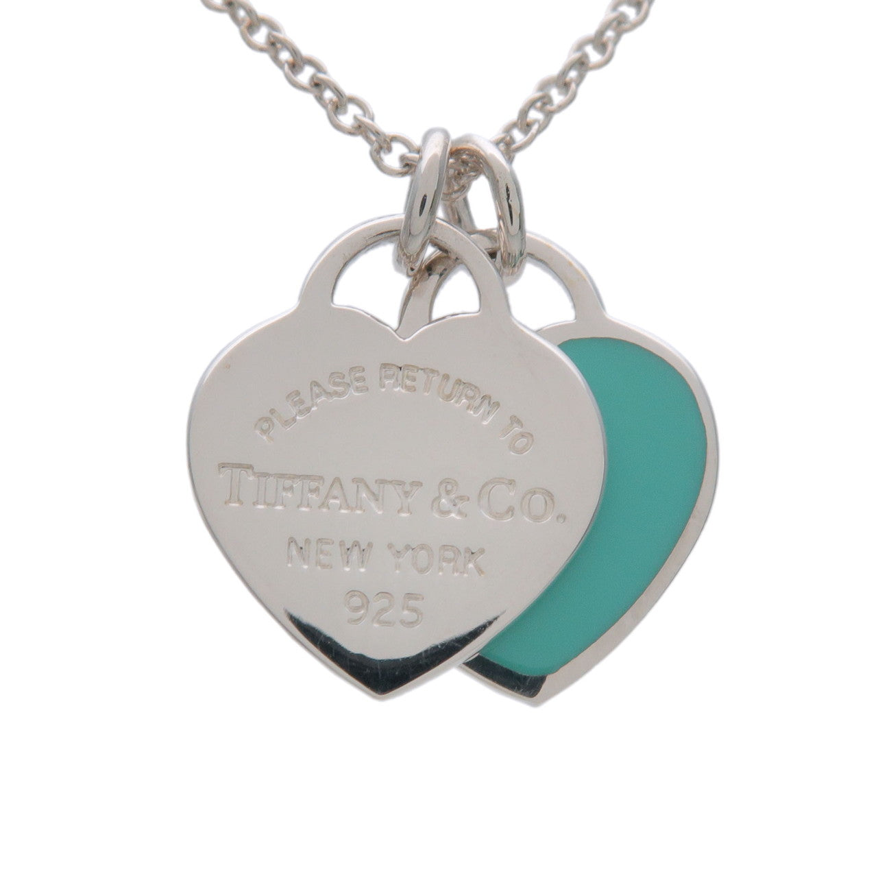Tiffany & Co Return to Tiffany Mini Double Heart Tag Necklace SV925