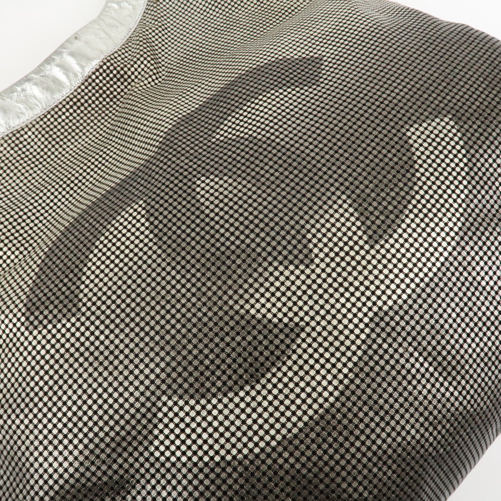 CHANEL Maxi COCO Mark Punching Leather Tote Bag Shoulder Bag Silver Used