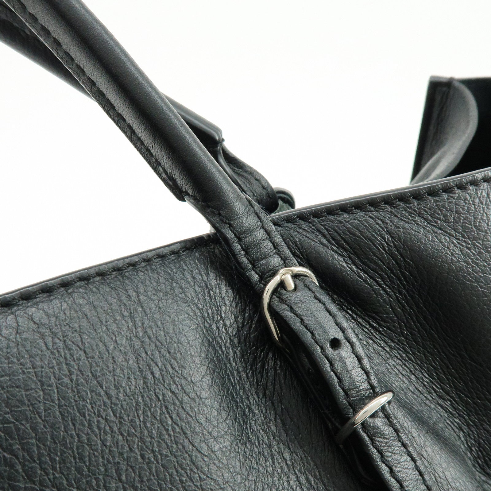 BALENCIAGA The Papier Leather Tote Shoulder Bag Black 236701