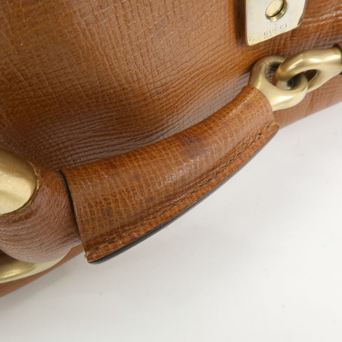 GUCCI Horsebit Leather Chain Shoulder Bag Hand Bag Brown 120134
