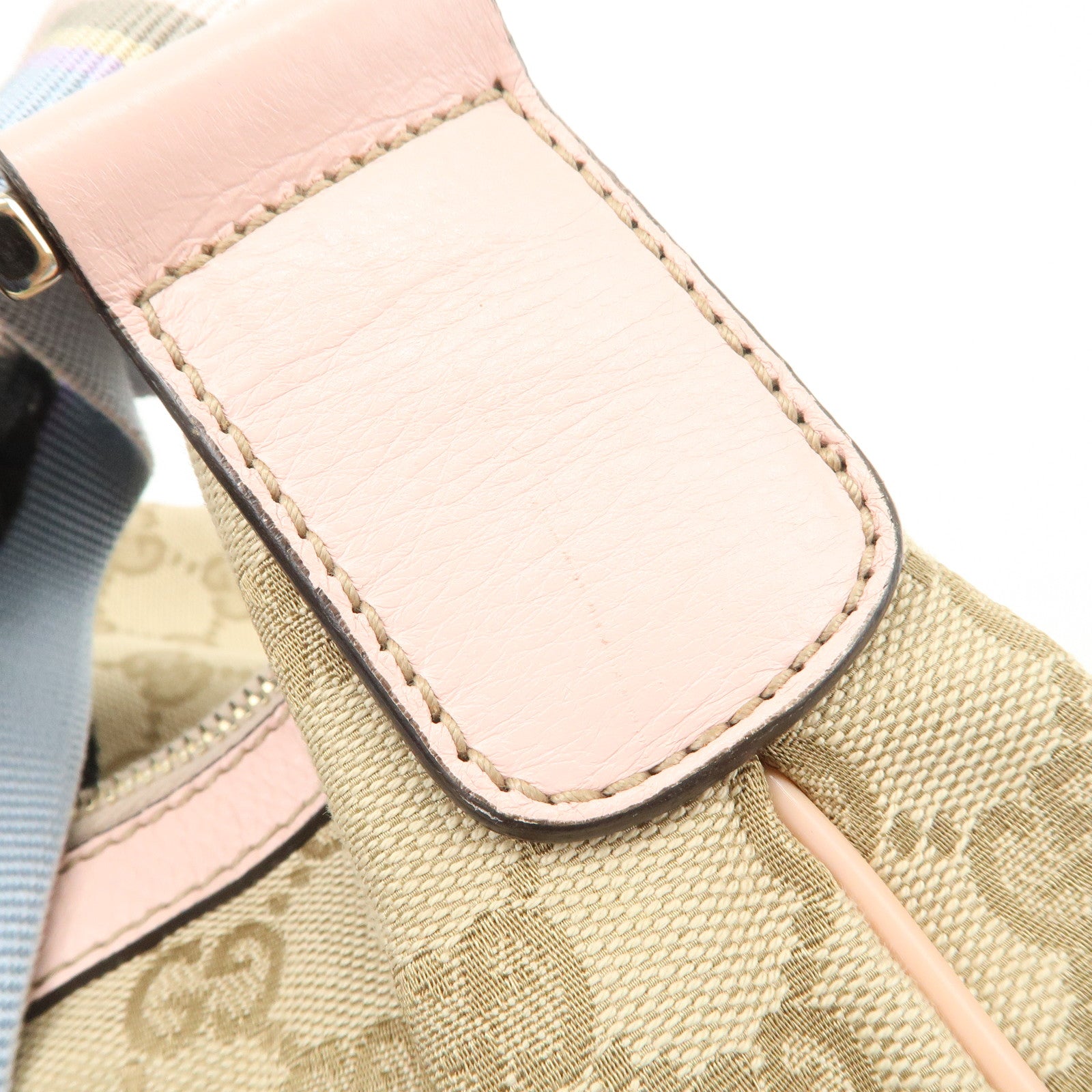 GUCCI GG Canvas Leather Shoulder Bag Crossbody Bag Beige Pink 181092 Used