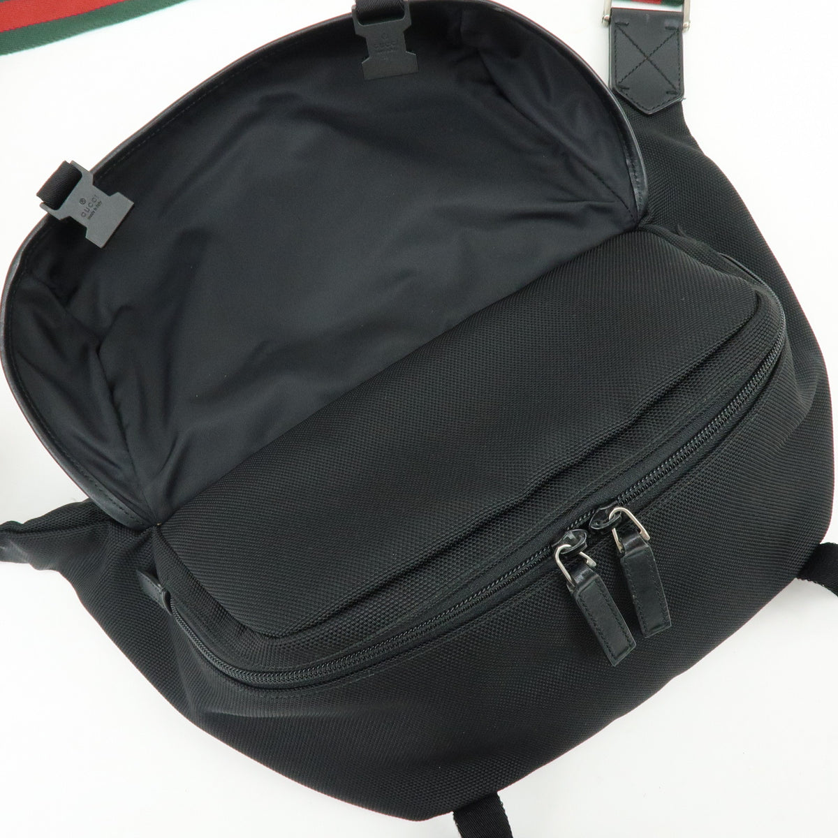 GUCCI Sherry Canavas Leather Waist Pouch Body Bag Black 353409