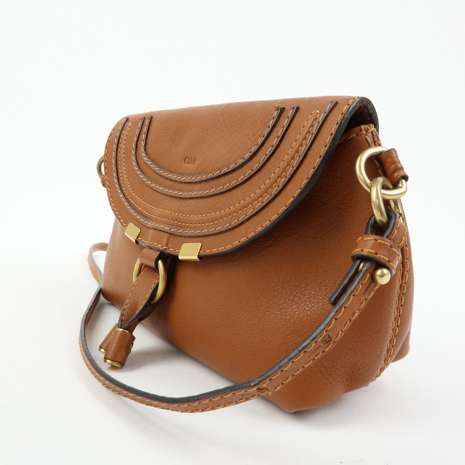 Chloe Marcie Leather Shoulder Bag Crossbody Bag Brown