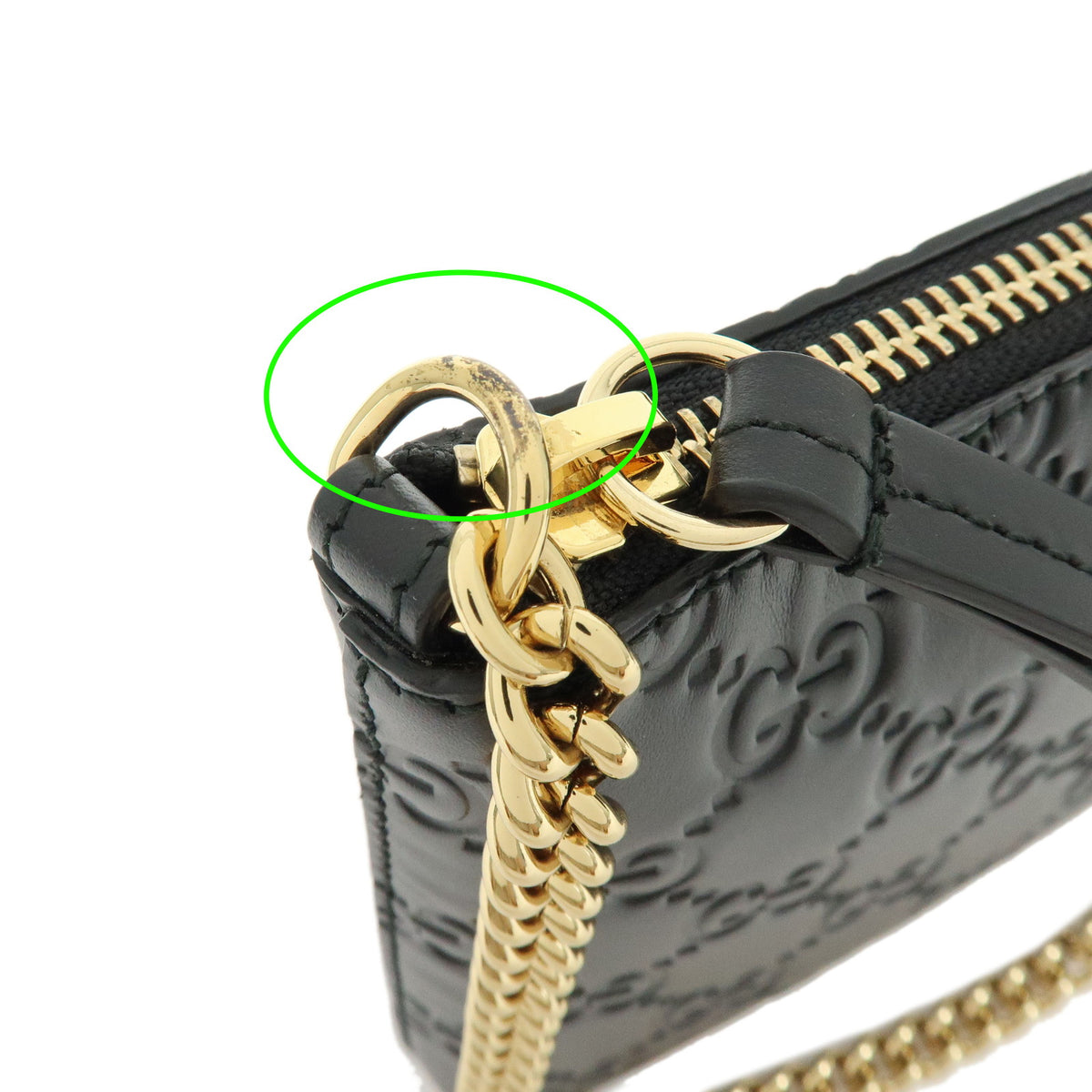 GUCCI Guccissima Leather Chain Shoulder Bag Accessory Pouch 428449