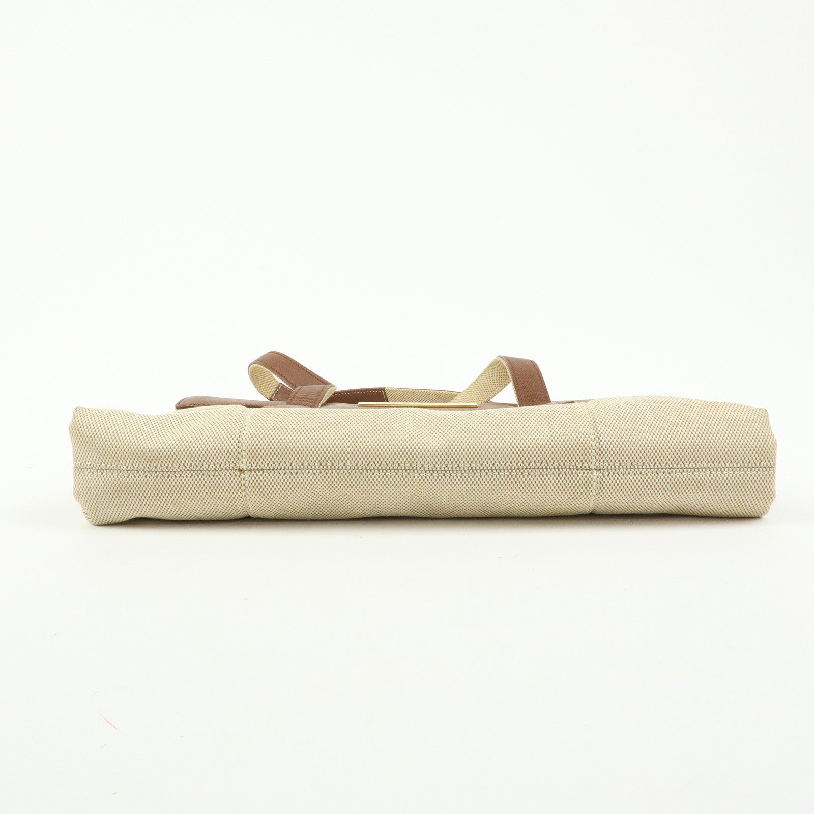 BVLGARI Canvas Leather Flap Shoulder Hand Bag Beige Brown