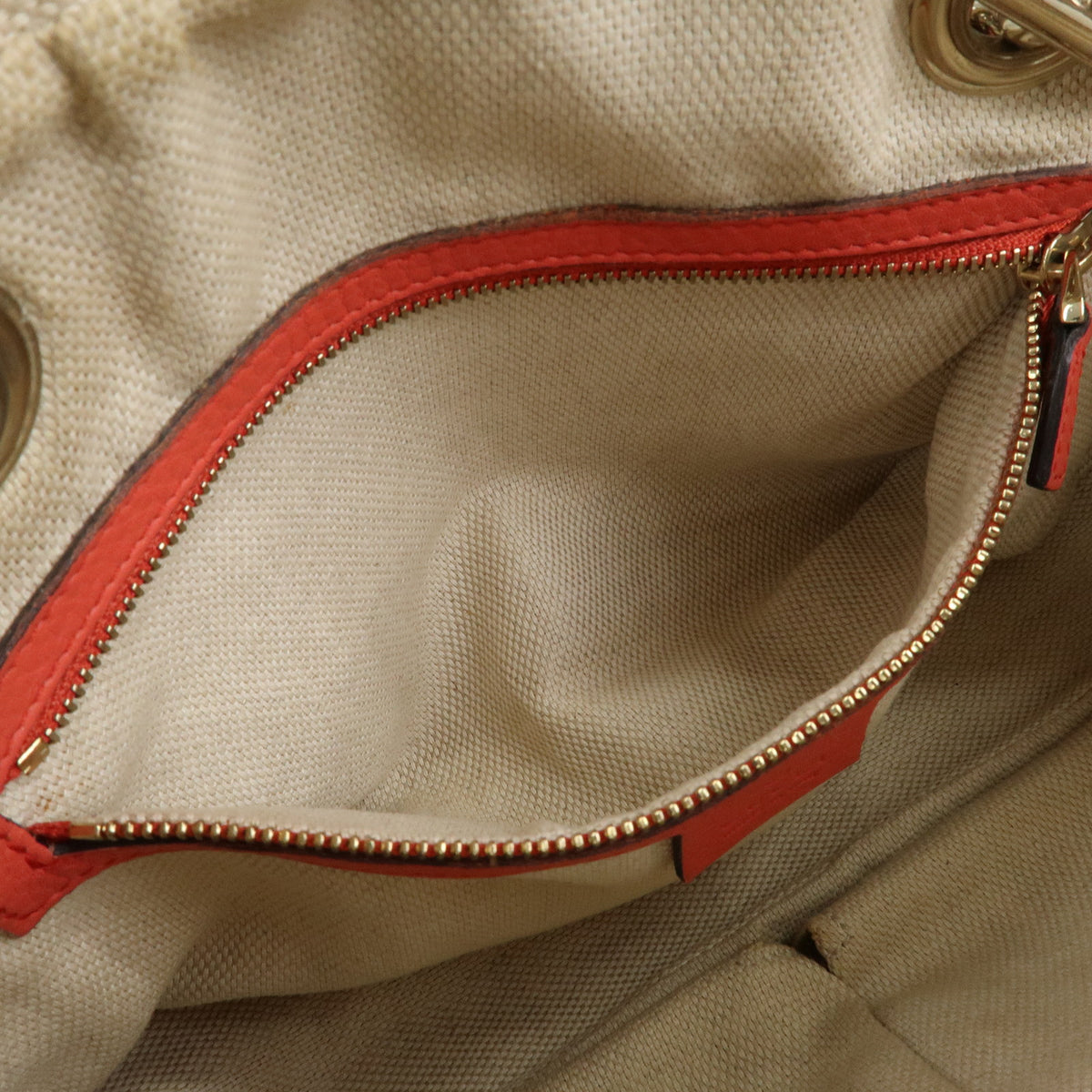 GUCCI SOHO Interlocking G Leather Chain Shoulder Bag Coral 308983