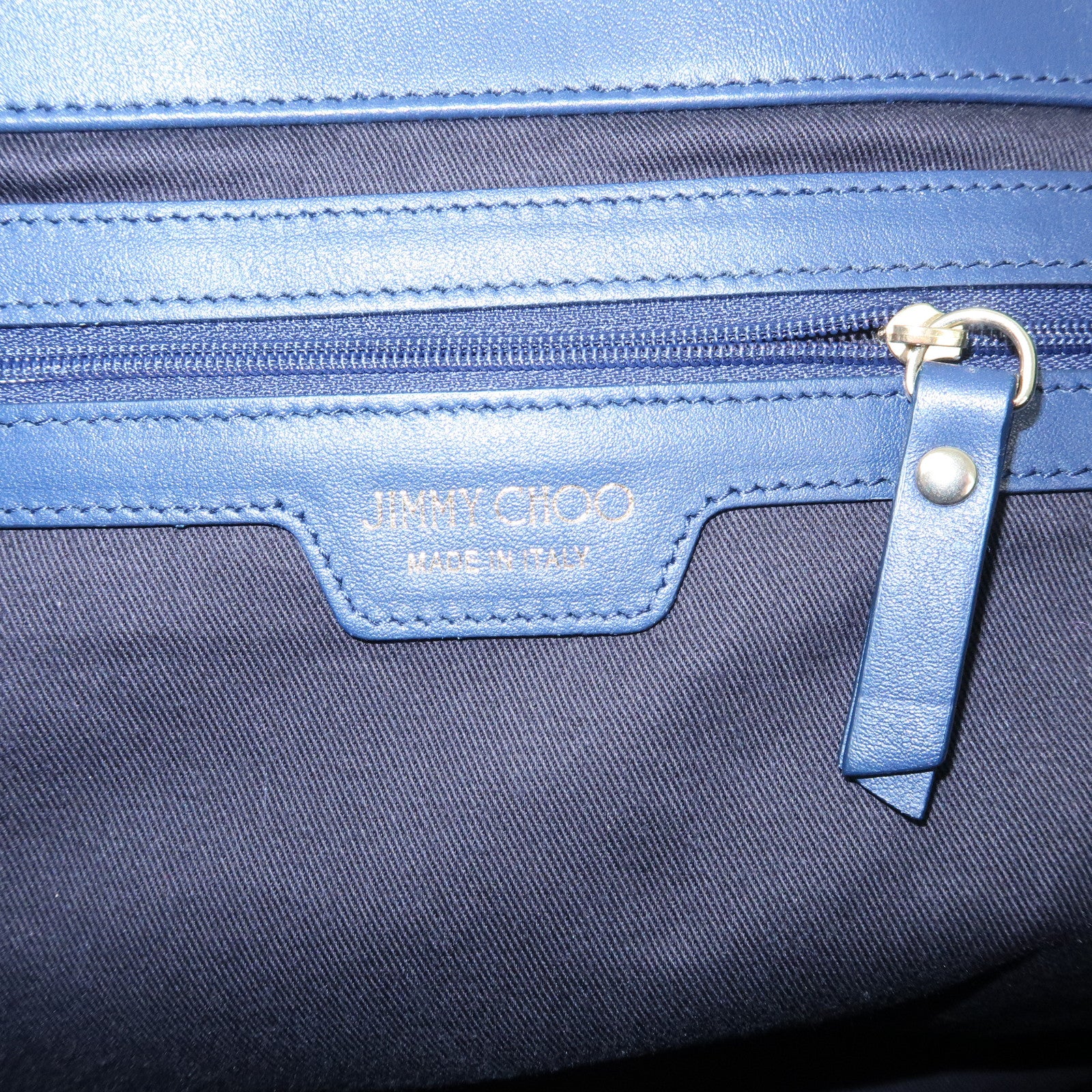 JIMMY CHOO Leather Star Studs Tote Bag Shoulder Bag Hand Bag Blue