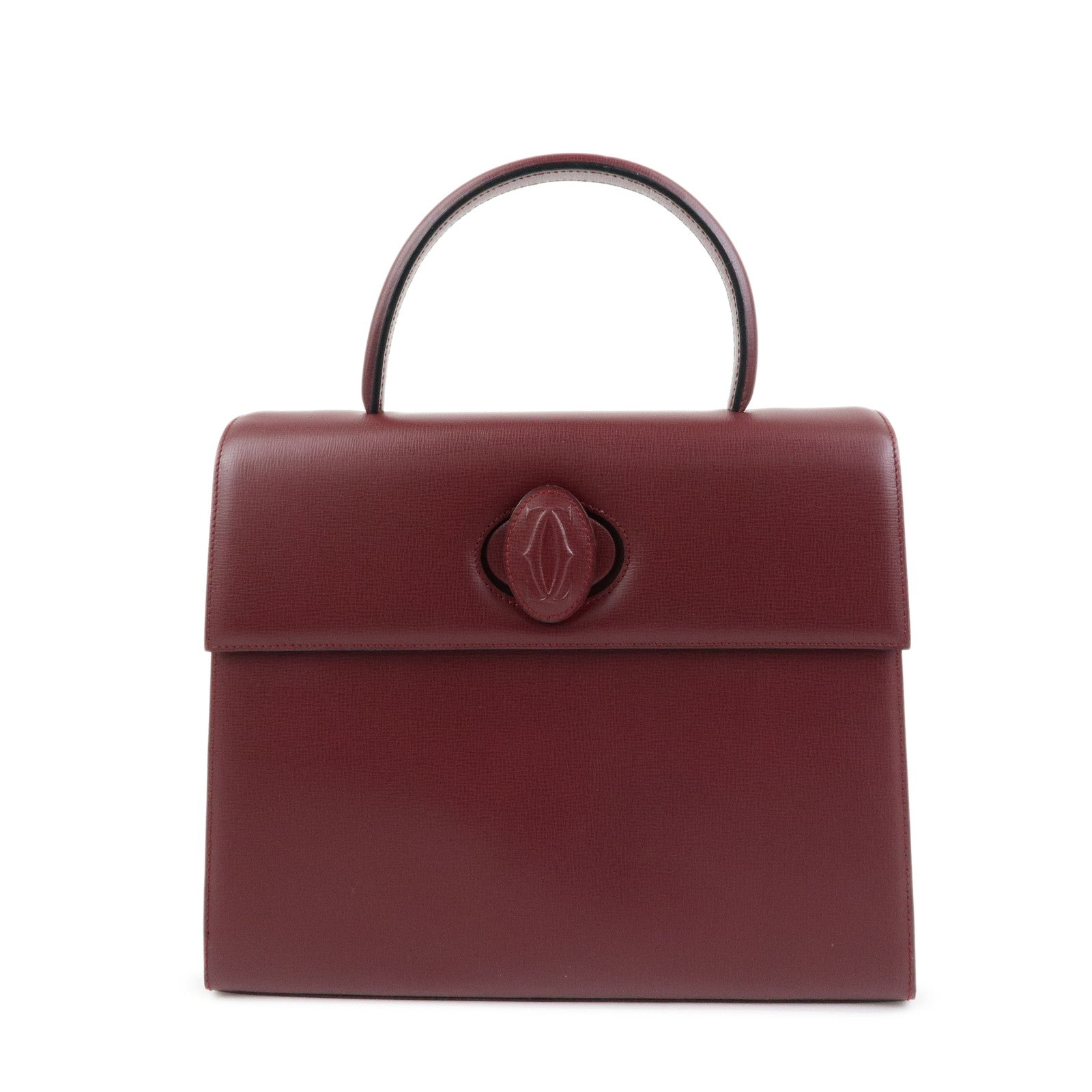 Cartier Must de Cartier Leather Top Handle Hand Bag Bordeaux