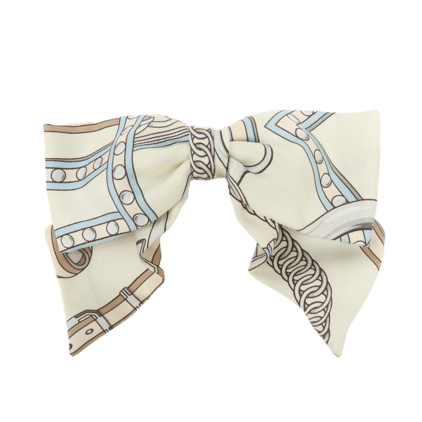 HERMES Silk Grenelle PM Grand Tralala Hair Clip Hair Accessory Creme