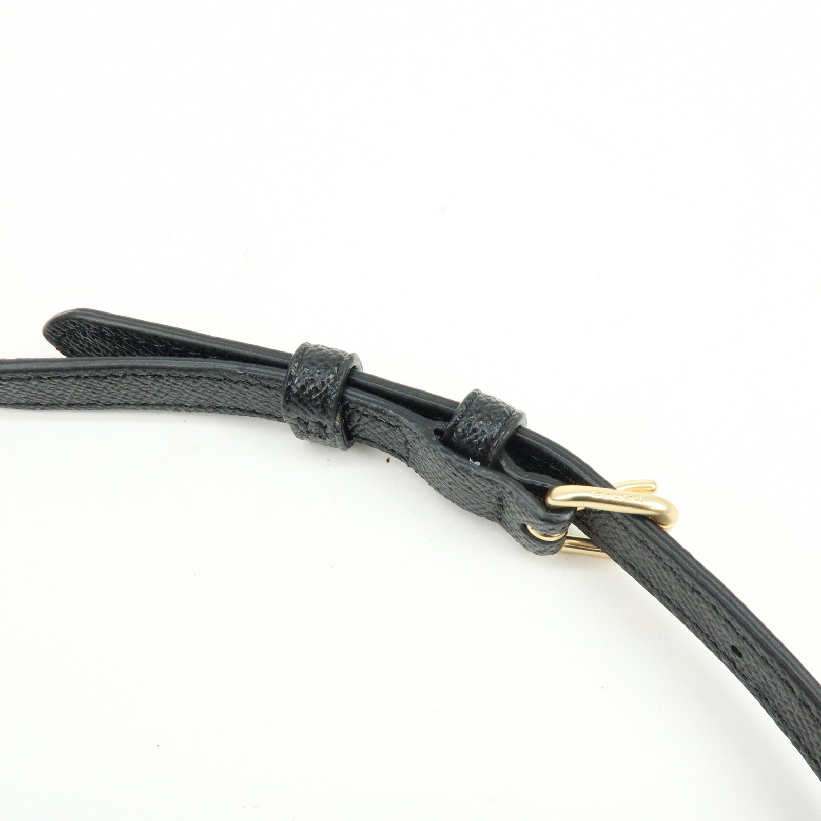 COACH Logo Leather 2Way Shoulder Bag Hand Bag Black