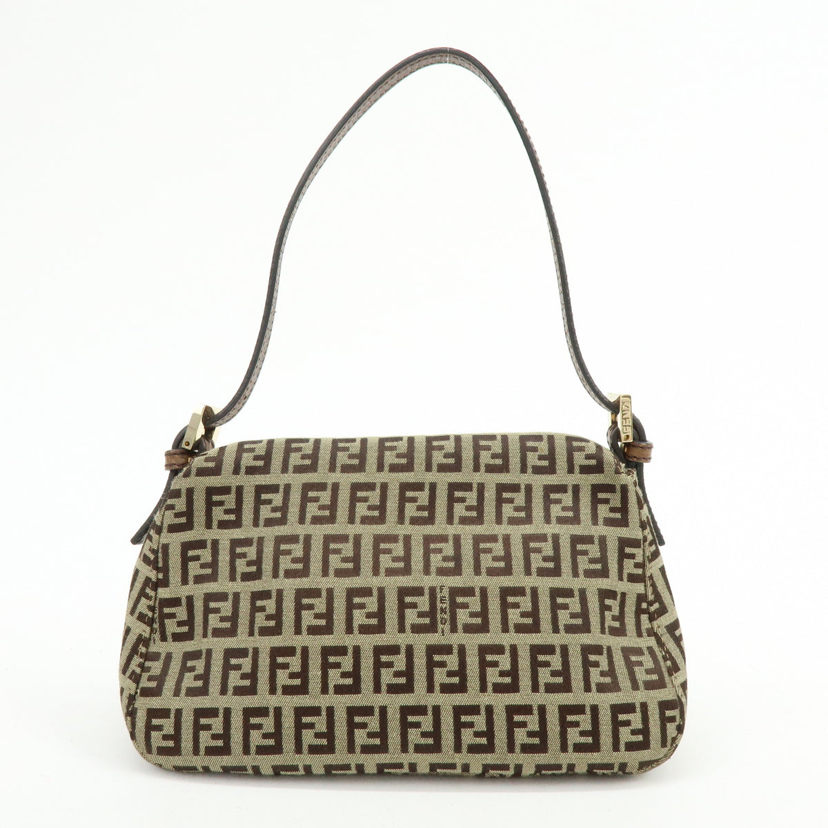 FENDI Mini Mamma Baguette Zucchino Canvas Leather Shoulder Bag 8BR180