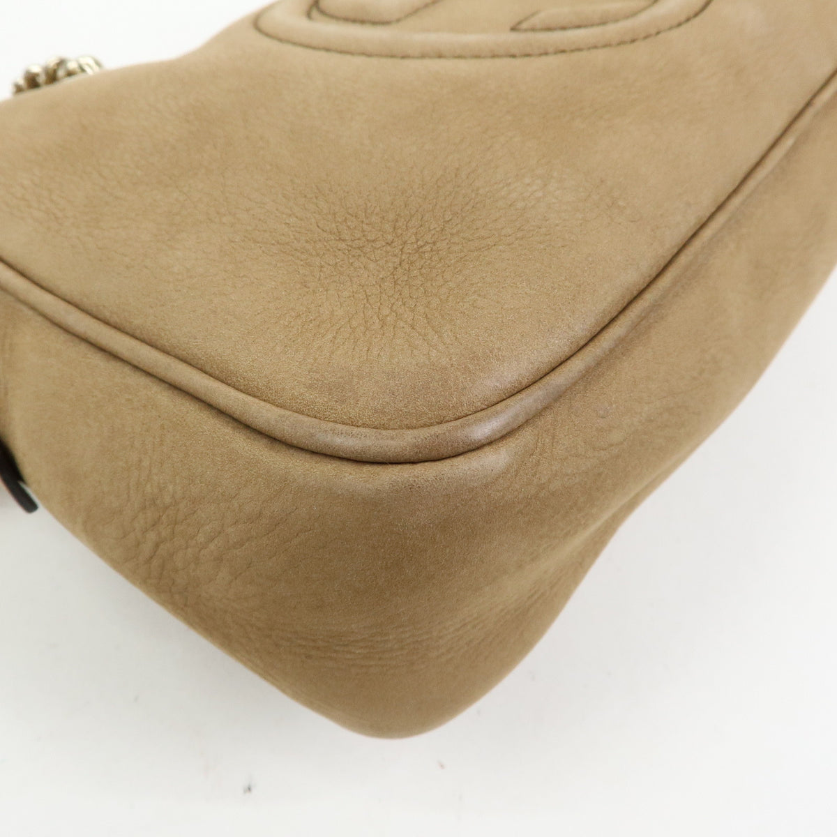 GUCCI SOHO Interlocking G Leather Chain Shoulder Bag Biege 308983