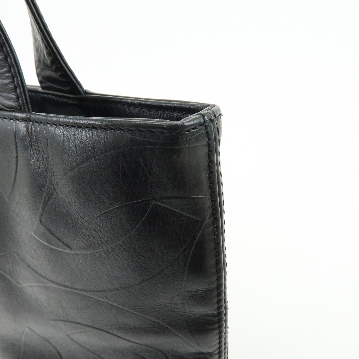 CHANEL COCO Mark Lamb Skin Tote Bag Shoulder Bag Black
