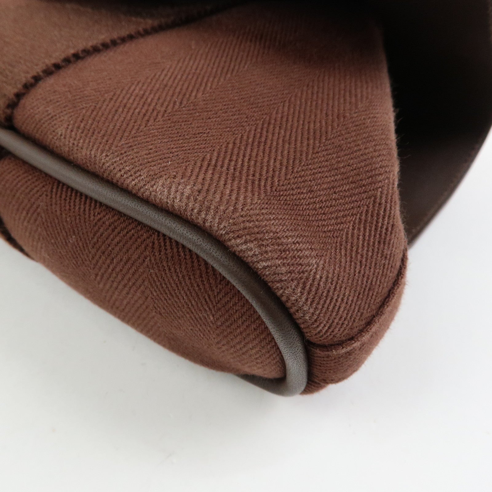 HERMES Toile Chevron Valparaiso Long PM Hand Bag Brown