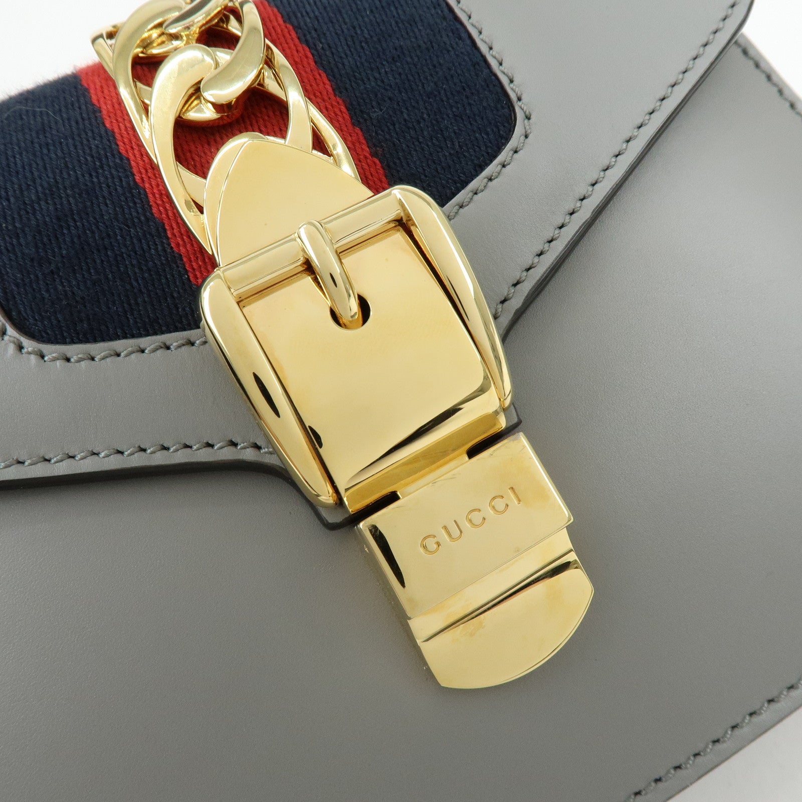 GUCCI Sylvie Sherry Leather 2Way Hand Bag Shoulder Bag Black 470270