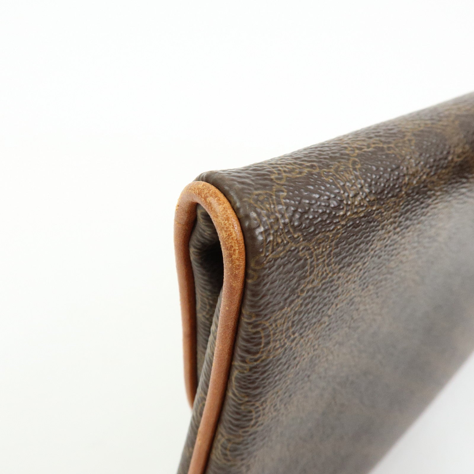 CELINE Macadam Leather Flap Clutch Bag Brown