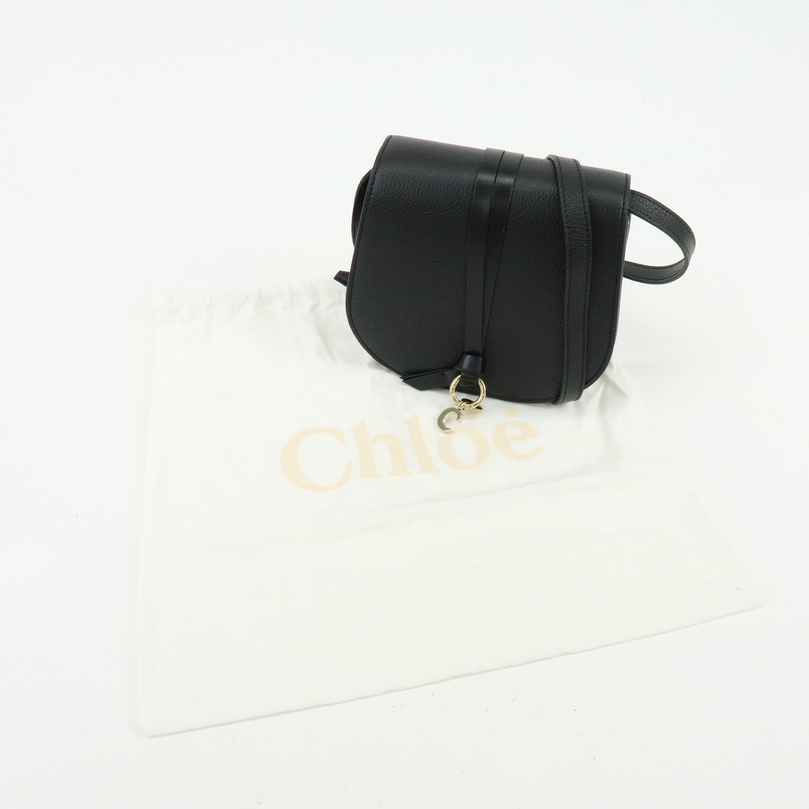 Chloe Alphabet Leather Shoulder Bag Crossbody Bag Black