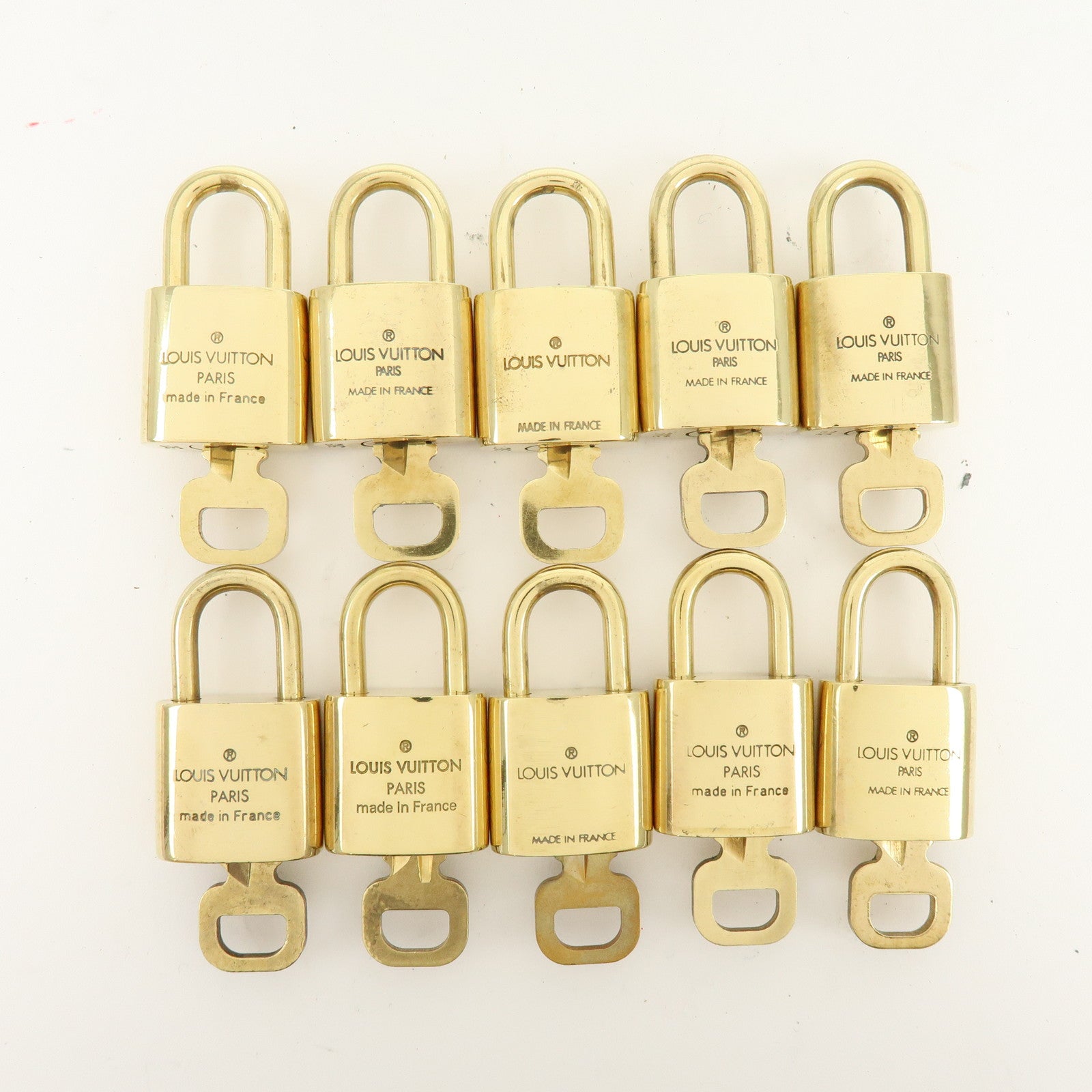 Louis Vuitton Lot of 10 Metal Lock & Key Cadena Key Lock Gold