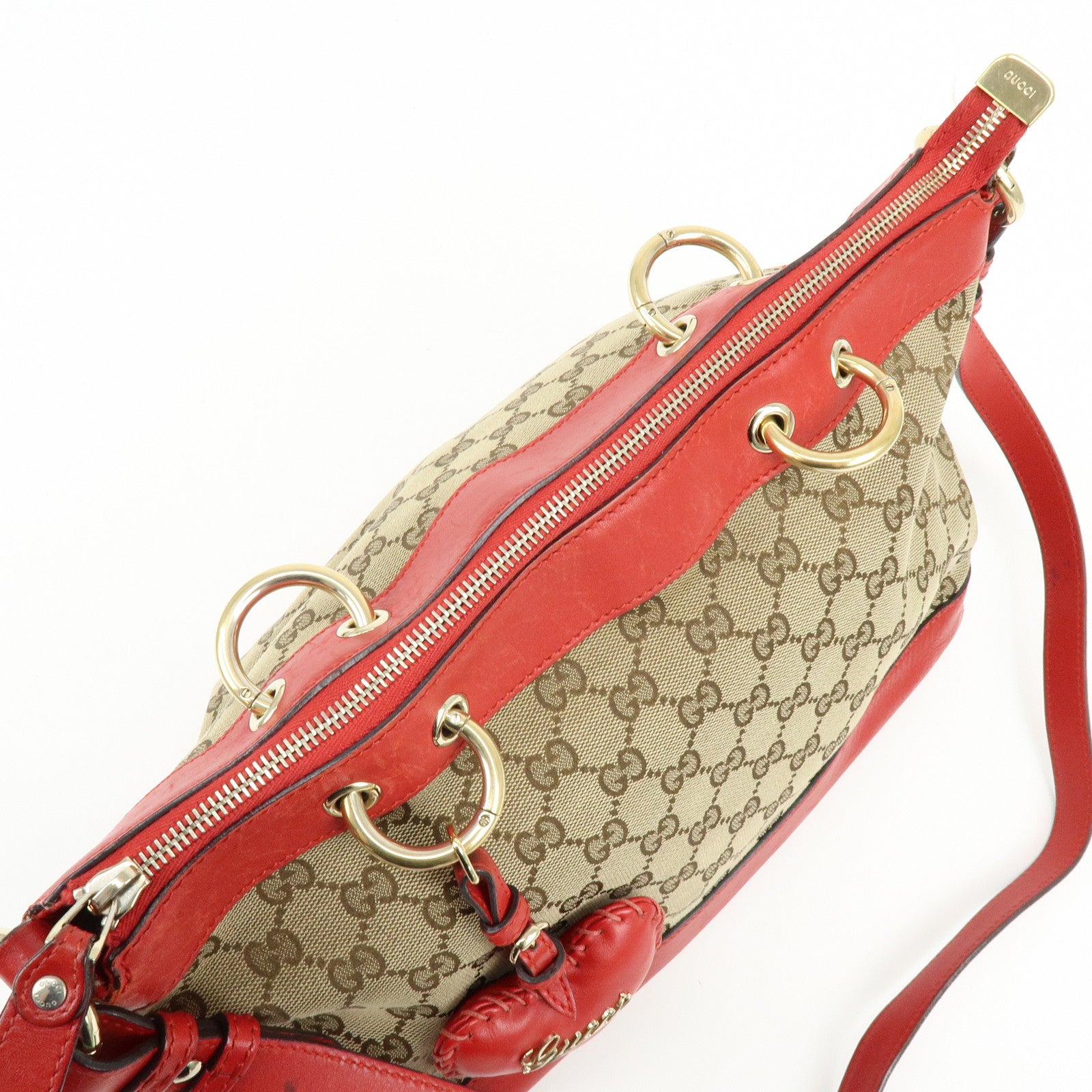 GUCCI GG Canvas Leather Shoulder Bag Valentine Limited 309122