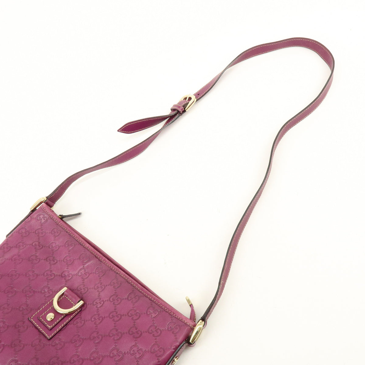 GUCCI Abbey Guccissima Leather Shoulder Bag Crossbody Bag Purple 131326