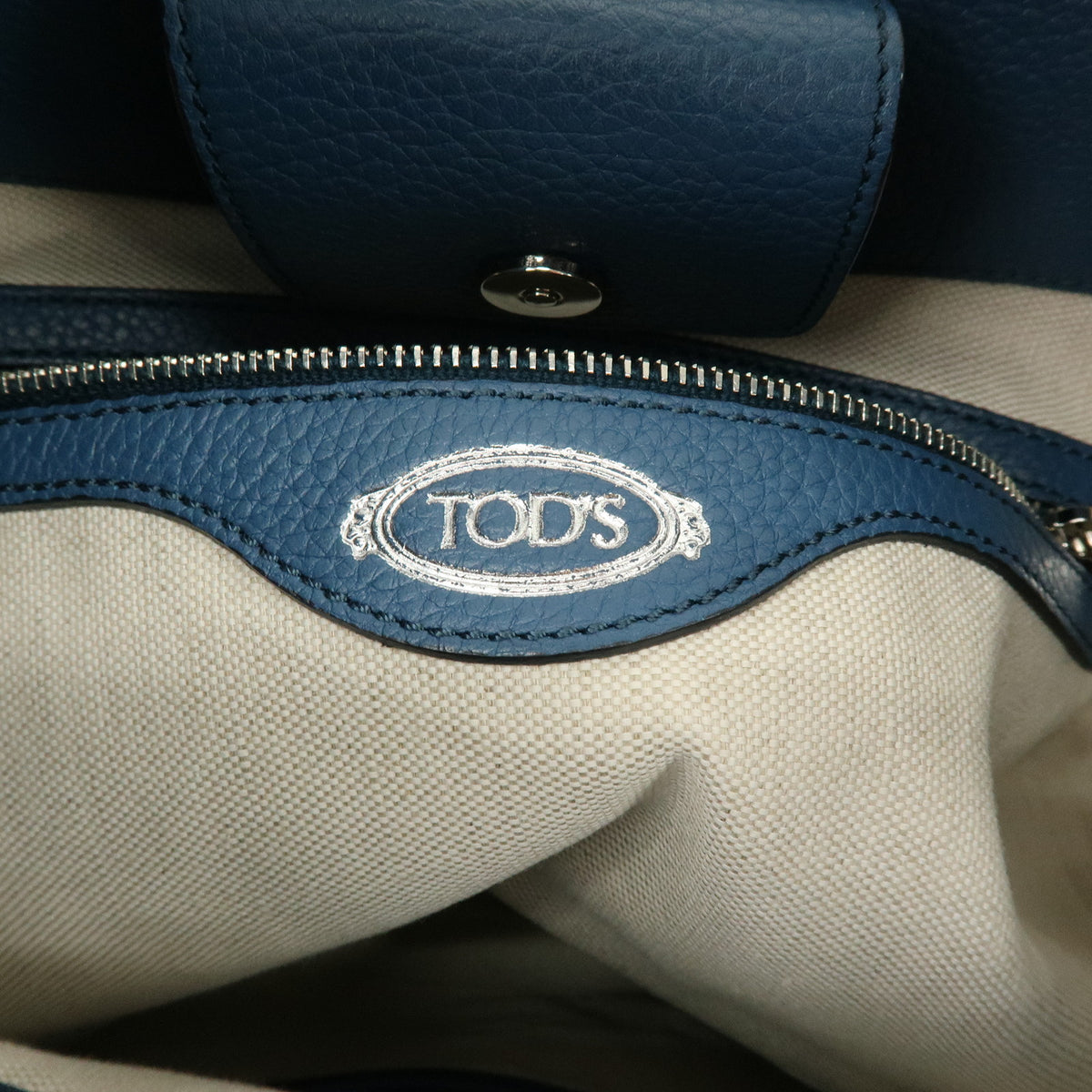 TOD'S Hobo Leather Shoulder Bag Hand Bag Blue