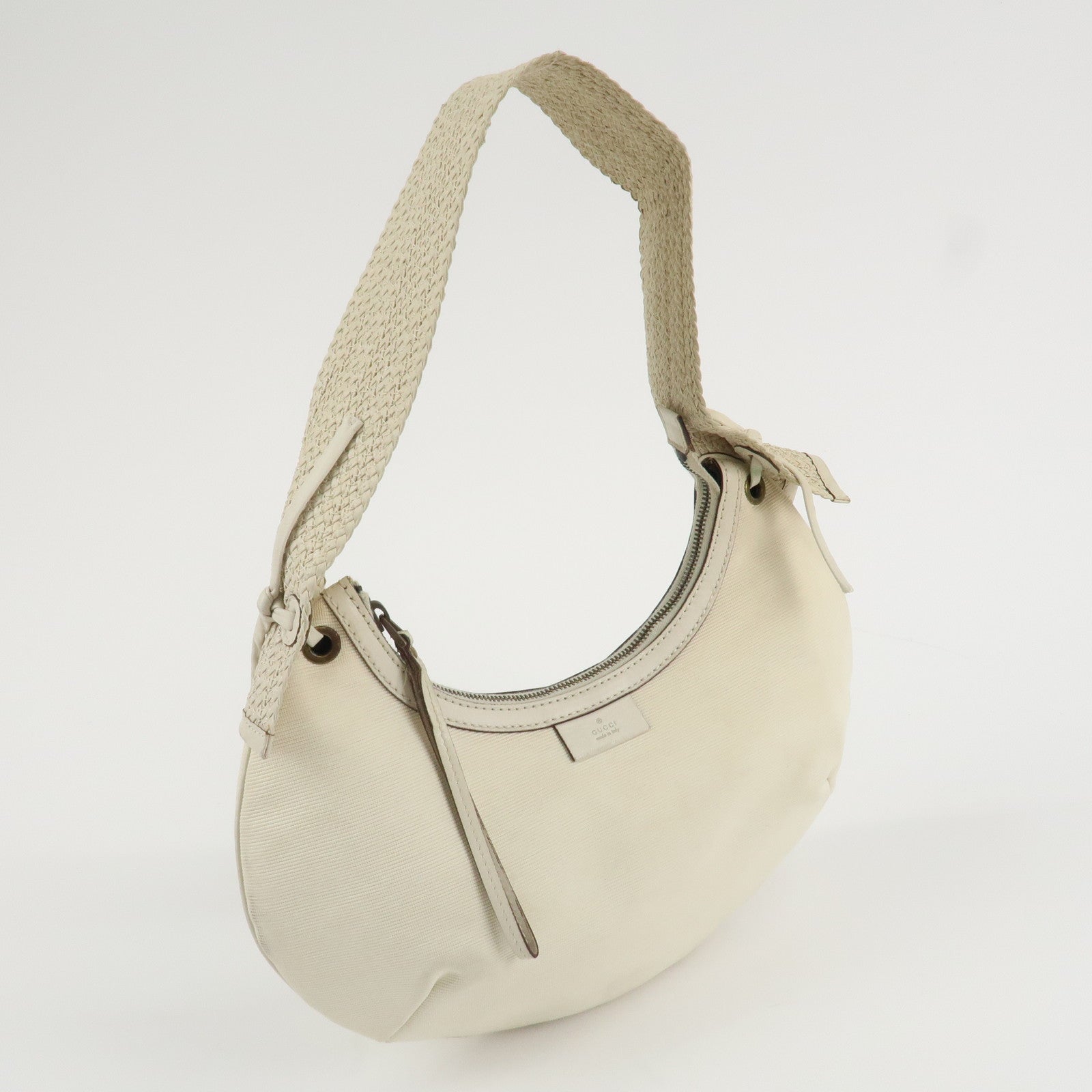 GUCCI Canvas Leather Hobo Bag Shoulder Bag Hand Bag Ivory 106293 Used