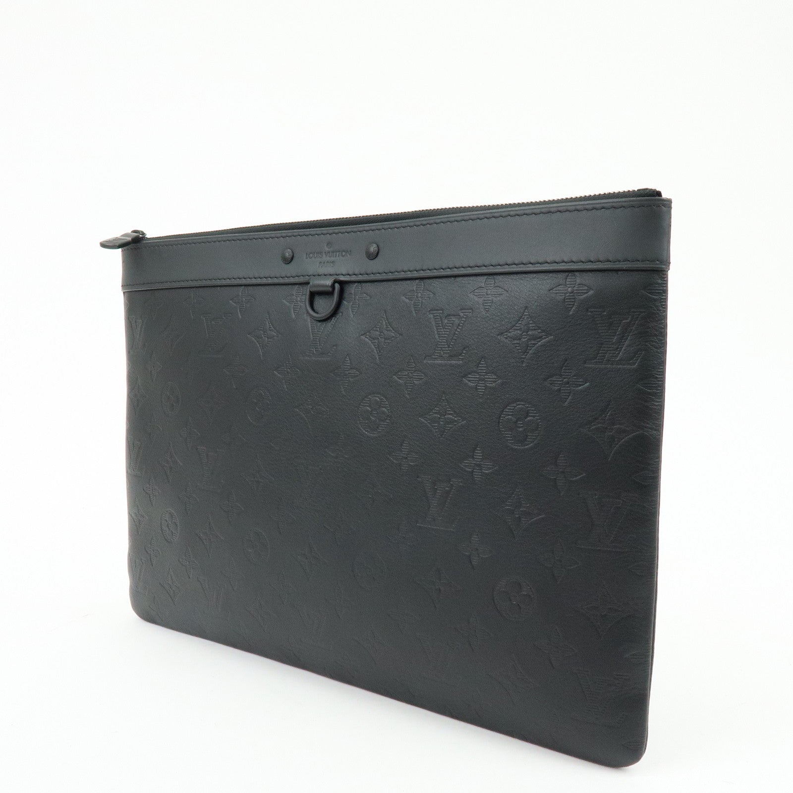 Louis Vuitton Monogram Shadow Pochette Discovery Cluth Bag Black M62903