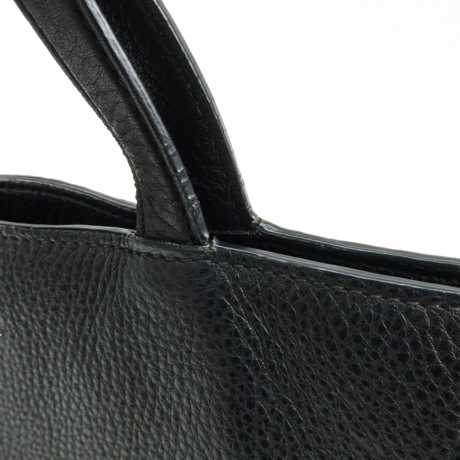 PRADA Logo Calf Leather Tote Bag Shoulder Bag Black