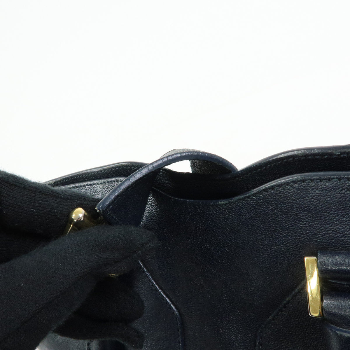 SAINT LAURENT PARIS Petit Cabas Y Line Leather 2Way Bag Navy 311210