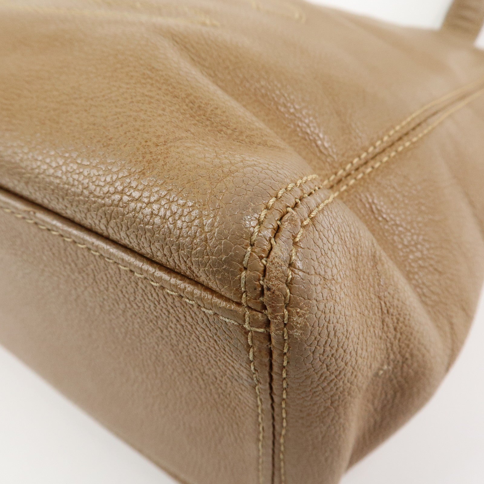 CHANEL COCO Mark Caviarskin Leather Bag Tote Bag Shoulder Bag Beige Used