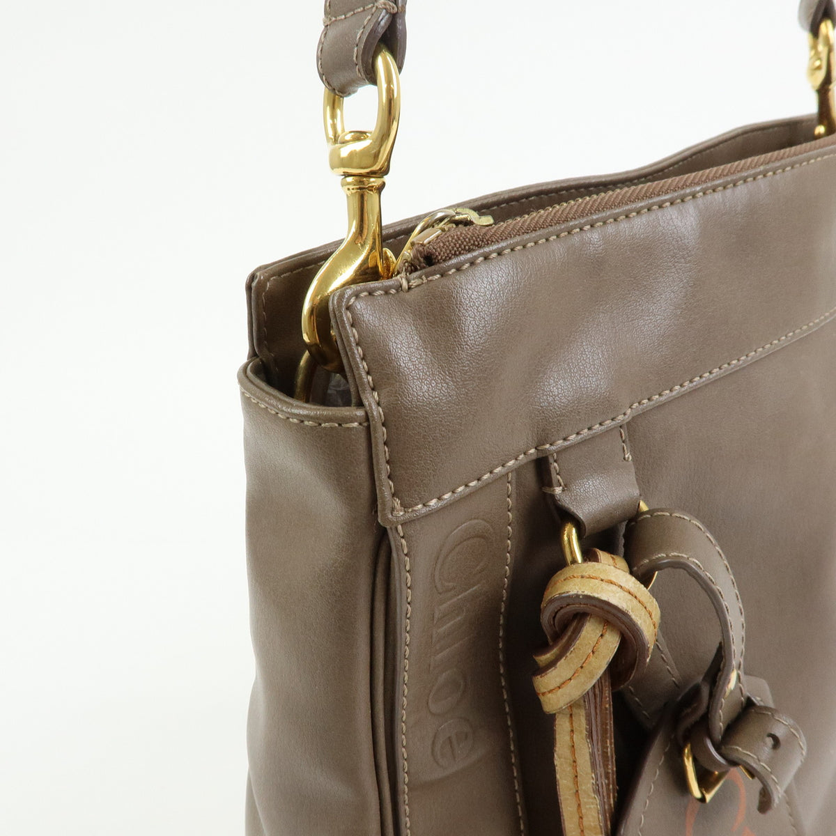 Chloe Eden Leather Shoulder Bag Crossbody Bag Tassel Beige