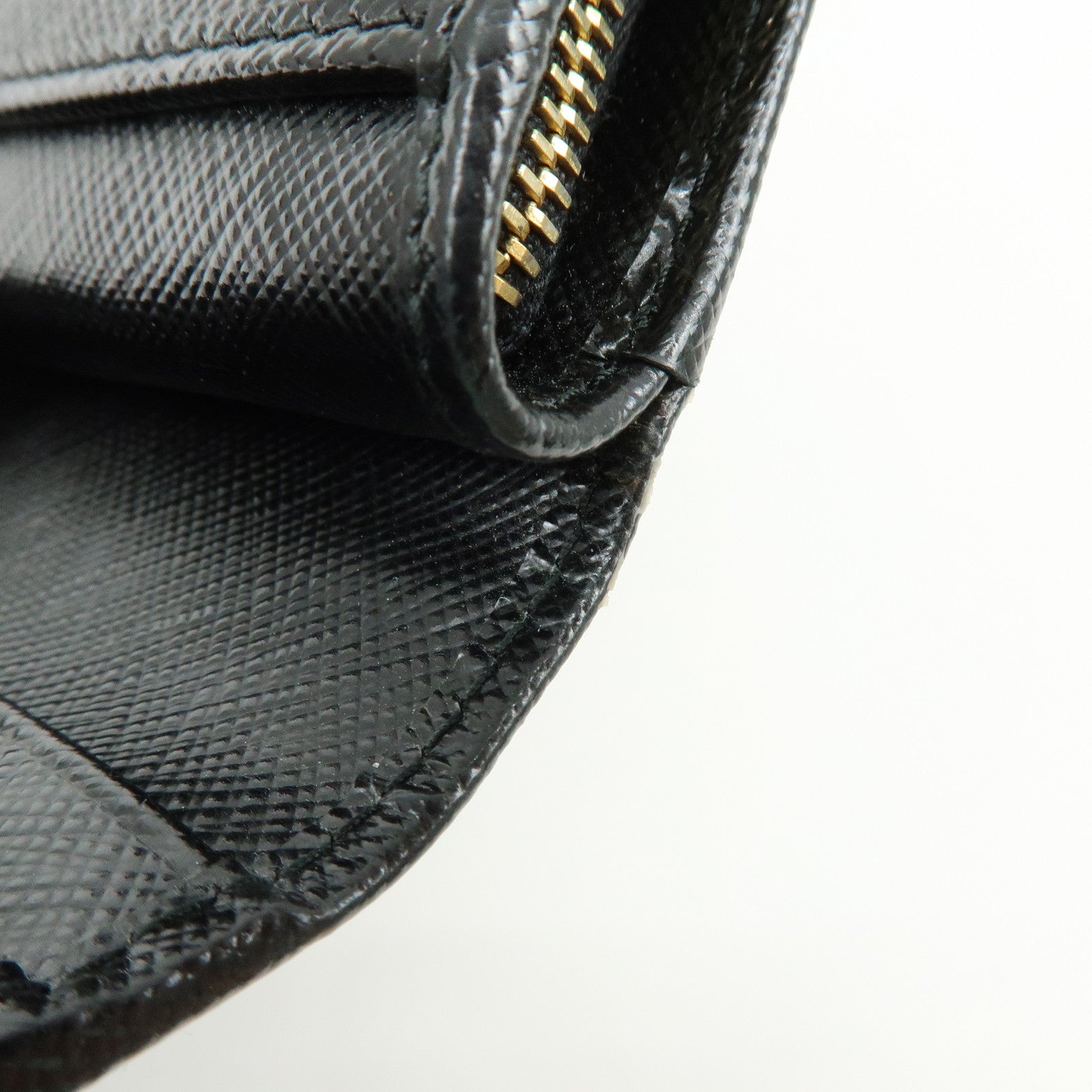 PRADA Saffiano Leather Compact Bi-fold Wallet Black 1ML225