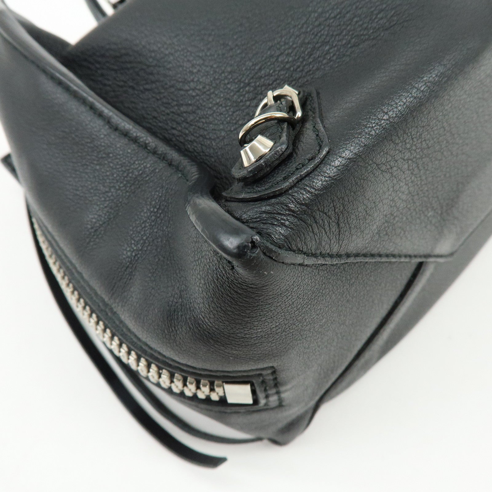BALENCIAGA Paper A6 Mini Leather 2Way Hand Shoulder Bag Black 370926