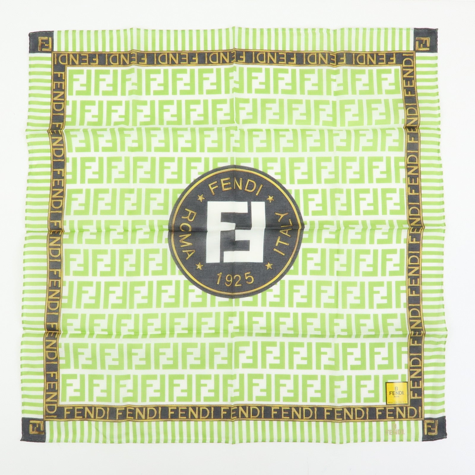 FENDI Zucca Zuccino Cotton 100% Lot of 5 Handkerchief Brown Green Pink