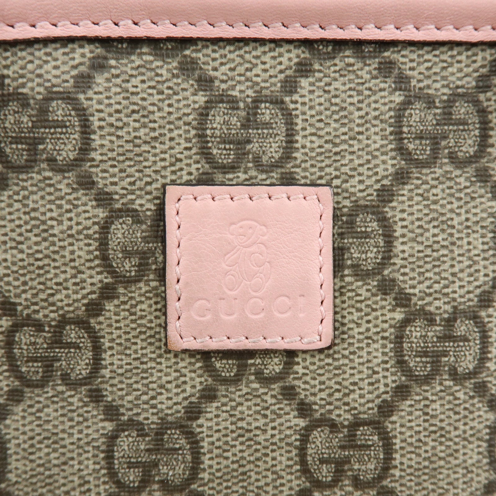 GUCCI Children's GG Supreme Leather Tote Bag Hand Bag Beige Pink 297557