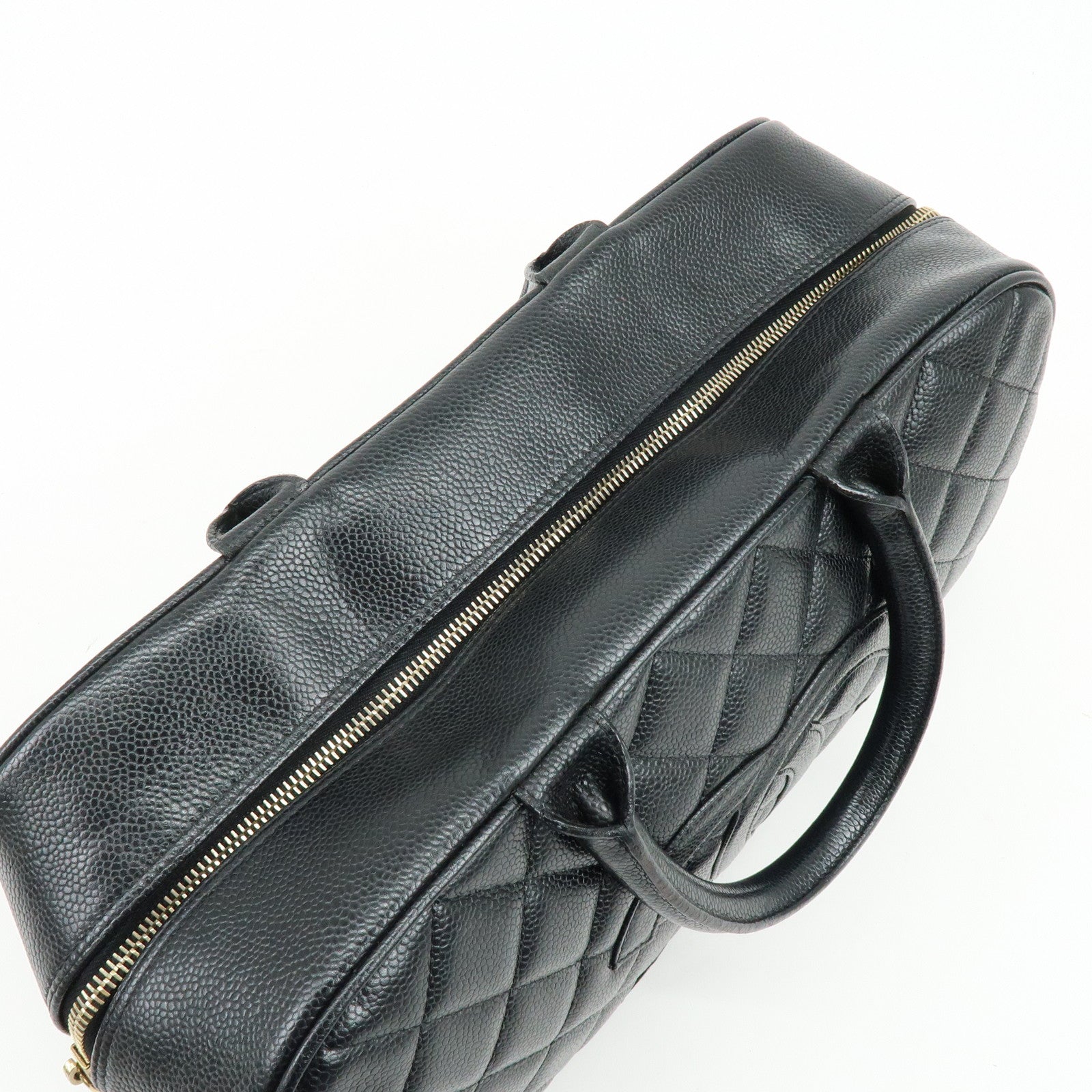 CHANEL Matelasse COCO Mark Caviarskin Boston Bag Hand Bag Black A20997